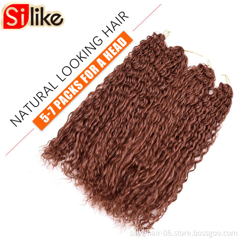 Hot Selling 24Inches Ombre Red Brown Kinky Curly Crochet Braiding Long Wavy Water Deep Wave Braids Synthetic Hair Extensions